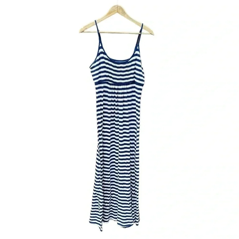 Workshop By Andrea Jovine women's maxi striped blue and white dress size large